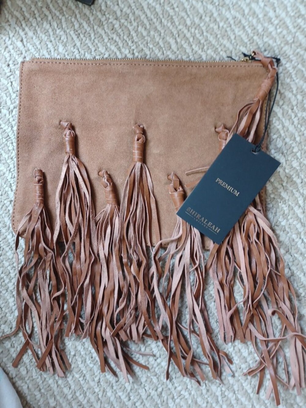 Vintage Shiraleah Suede Fringe Clutch Bag NWT